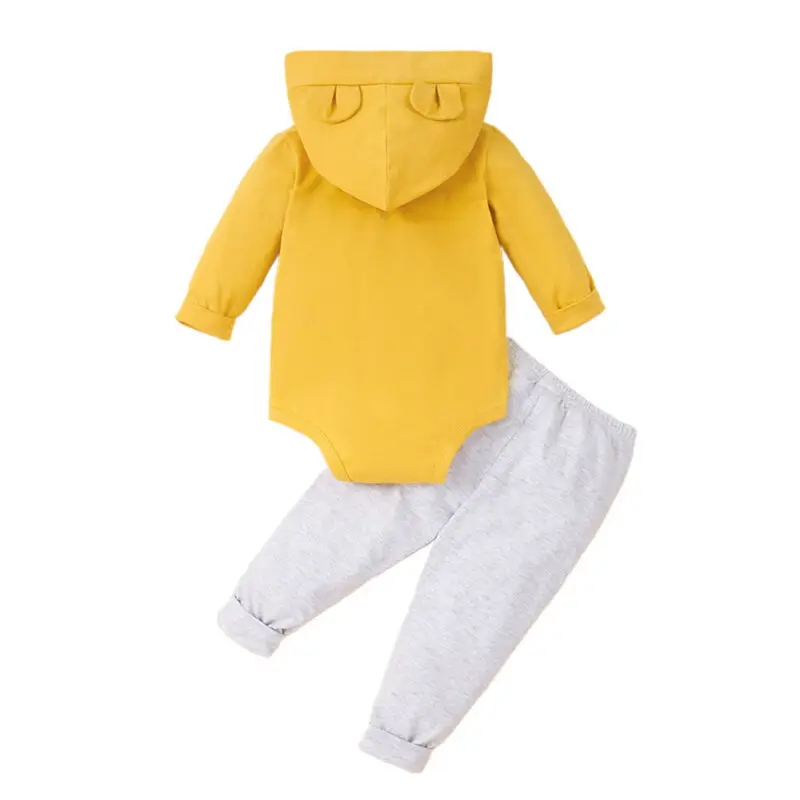 

2PCS Toddler Long Sleeve Sets Baby Girls Hooded Romper Tops Trousers Outfits Newborn T-shirt Pants Set