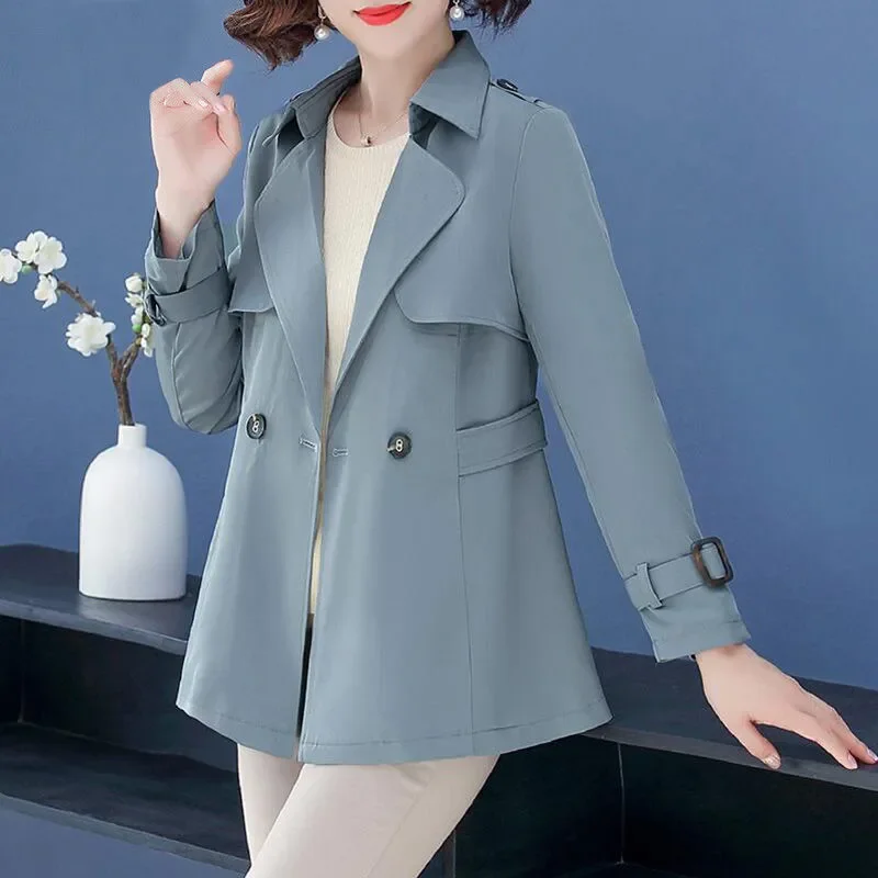 

Large Size 4XL Women's Windbreaker Spring Autumn 2021 New Middle-Aged And Elderly Mothers Wear Double-Breasted Female Coat L279