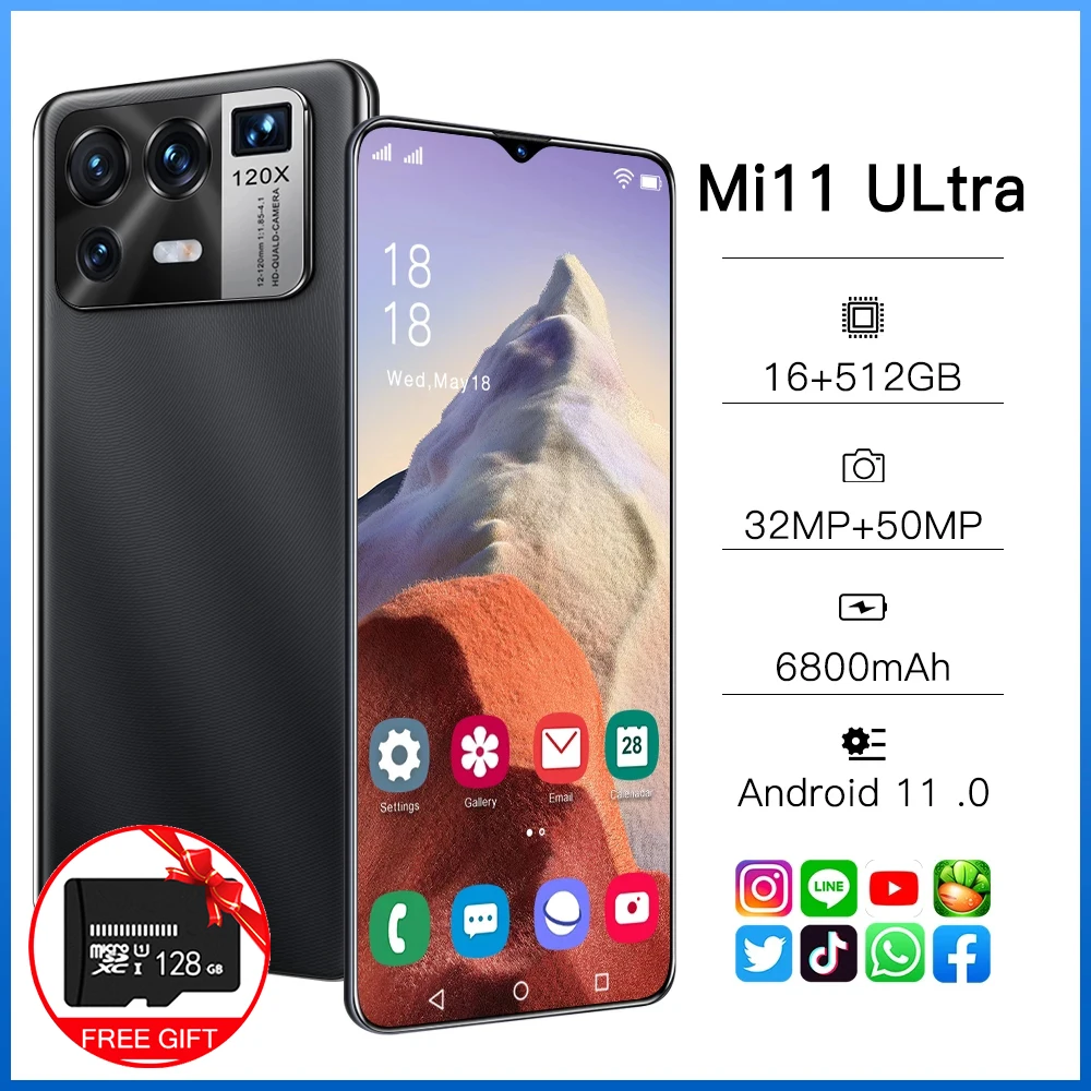 

Global Version Mi 11 Ultra 6.7-inch Smartphone 16+512G 6800mAh Battery Android Celular HD Screen 5G Phone Supports Google Phone