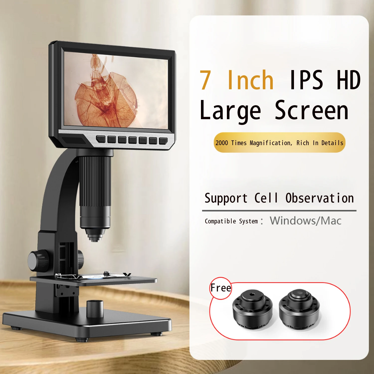 1 предмет Новинка 7-дюймовый большой Экран микроскоп микроорганизмов наблюдения