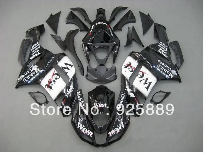 

High Quality Black West White Body For KAWASAKI ZX6R 07 08 ZX 6R 636 07-08 ZX-6R 2007 2008 2007-2008 ABS Fairing Kit + 3gifts