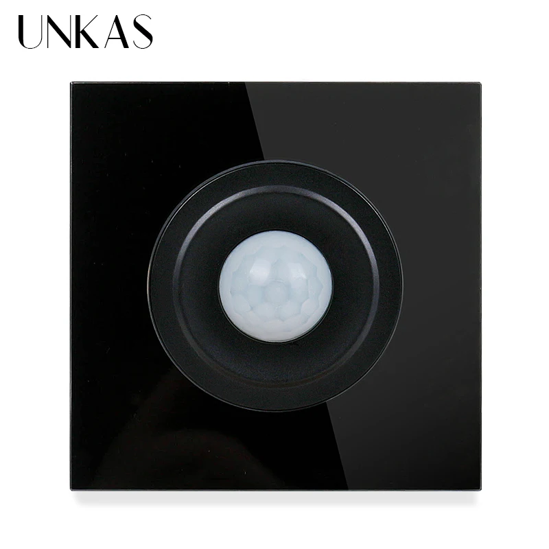 UNKAS Британский стандарт Knight Белый кристаллический стеклянный серый Панель AC 220 ~