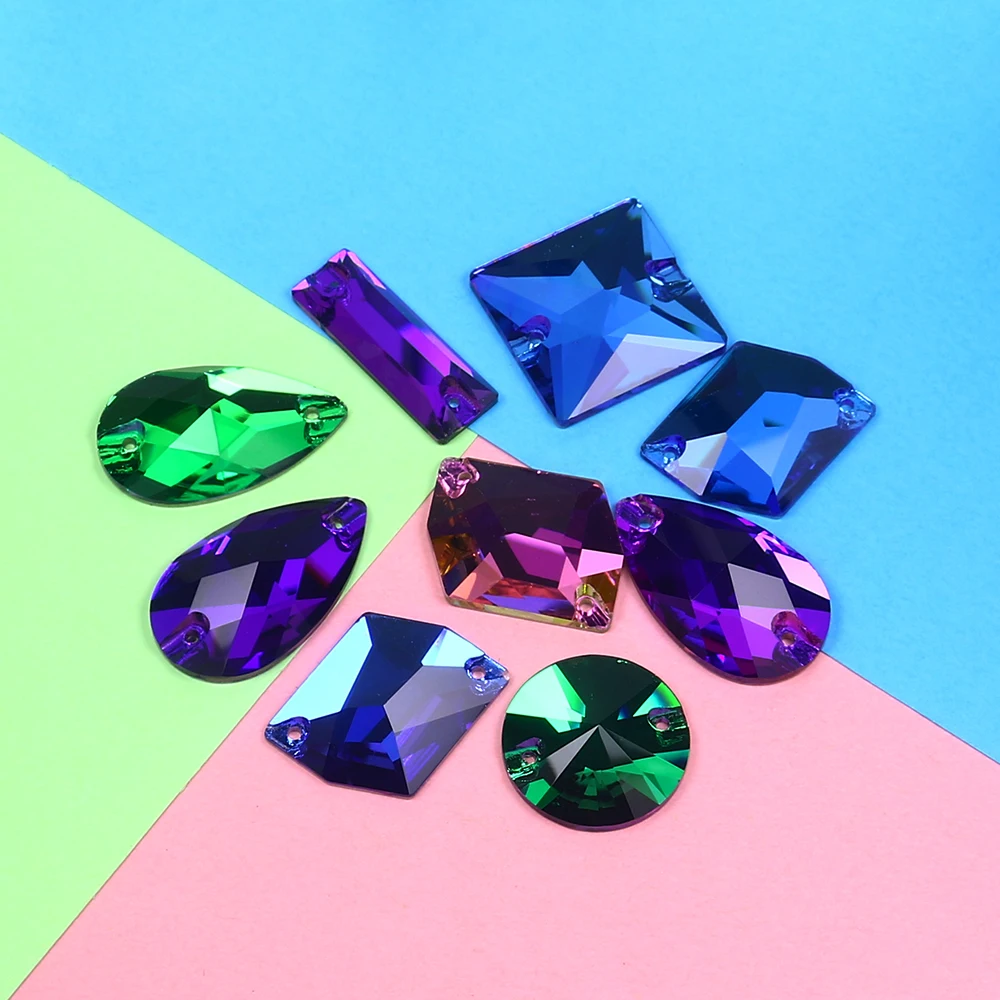 10 шт смешанные формы красочные из хрустального стекла для пошива стразы