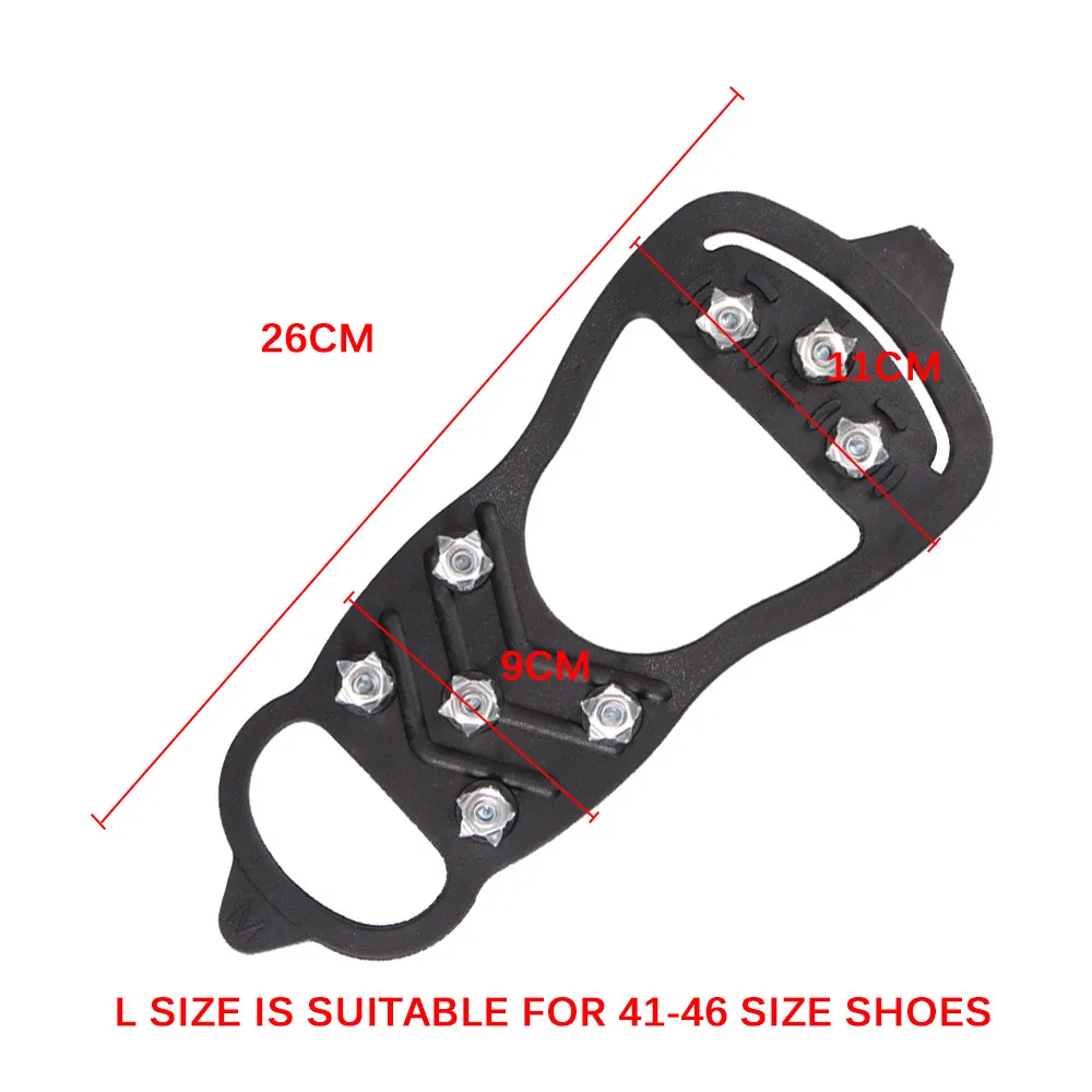 

8 Nails Teeth Non-slip Overshoes Grip Ice Shoe Clamp Snow Cleats Traction Ice Stud Shoes for Ice Climbing Snow Hiking