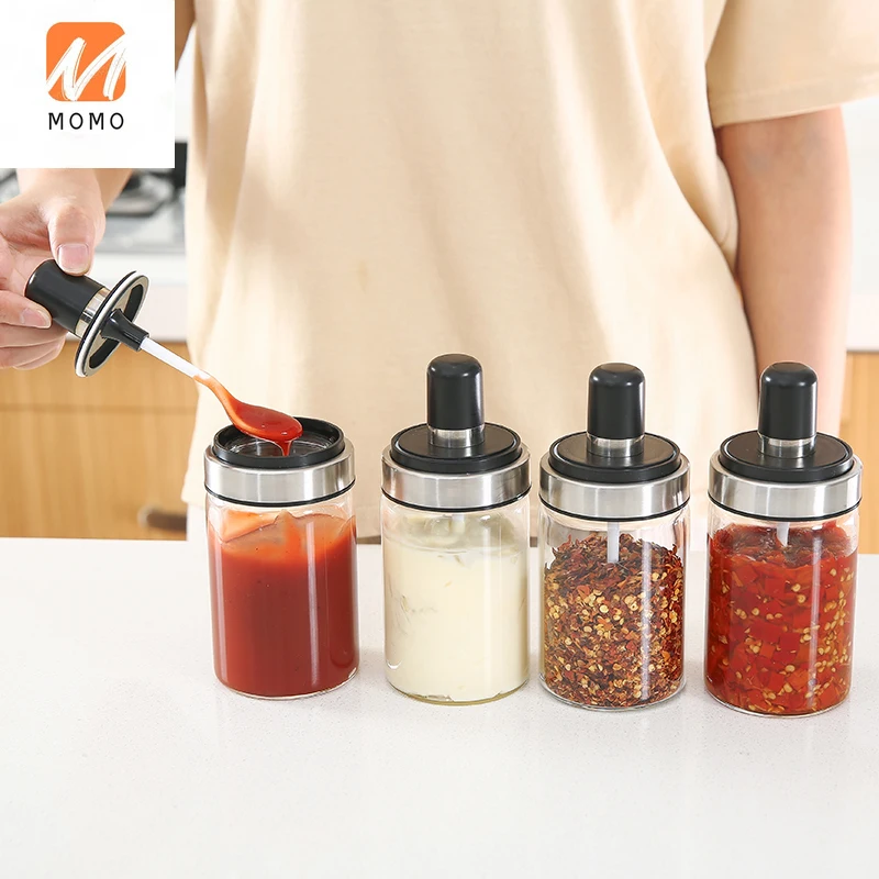 

Kitchen Supplies Glass Spice Box Set Household Condiment Bottle Seasoning Bottle Seasoning Storage Box Salt/Seasoning Can