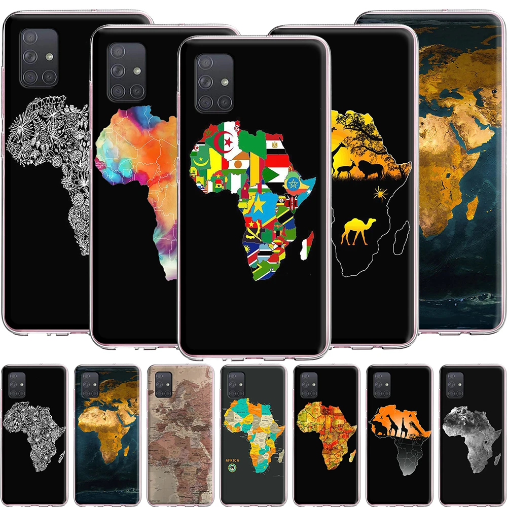Силиконовый чехол с картой Африки для Samsung Galaxy A2 A5 A6 A7 A8 A9 J3 J4 J5 J6 J7 J8 Plus Prime 2018 |