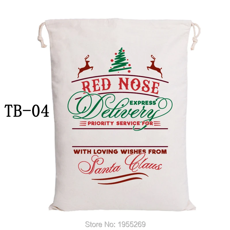 Санта-мешки 100 шт./партия Рождественский подарок на шнурке большая Холщовая Сумка