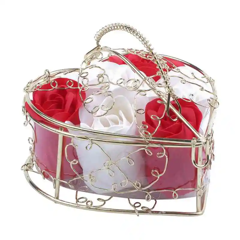 

6Pcs Scented Rose Flower Petal Bath Body Soap Wedding Party Gift Home DIY Decoration (Red+White)