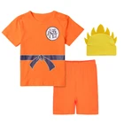 Комплект одежды на Хэллоуин для маленьких мальчиков DBZ аниме одежда для малышей Косплей вечеринки наряды для девочек топ брюки и шляпа 3 шт.