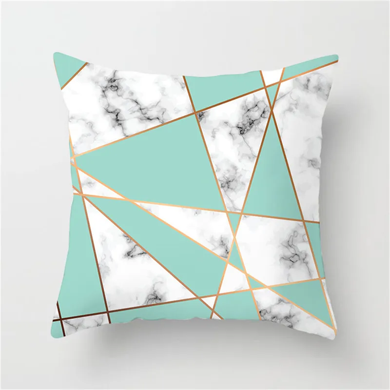 

Fuwatacchi Geometric Cushion Cover Marble Rose Gold Line Patchwork Pillow Cover for Home Sofa Chair Plaid Decorative Pillowcases