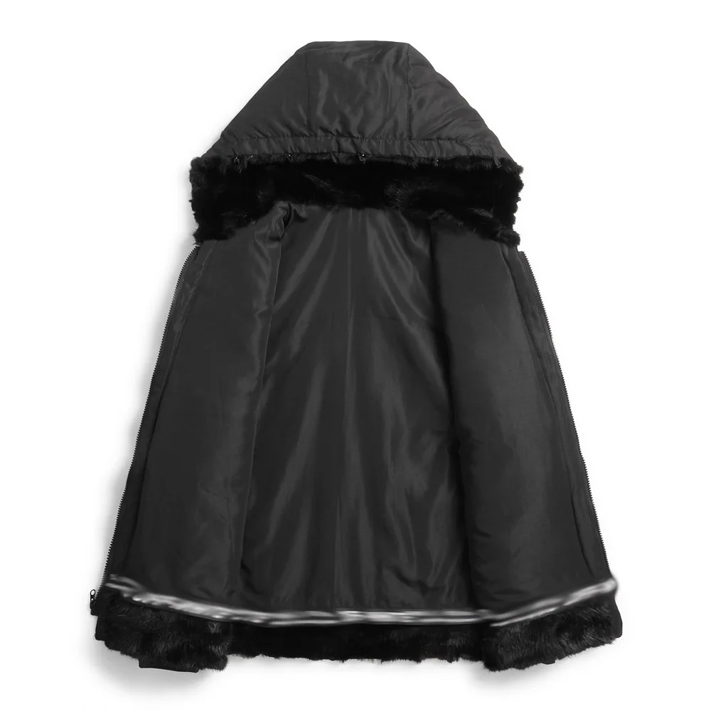 Пальто с подкладкой из натурального меха норки зимняя утепленная ветрозащитная