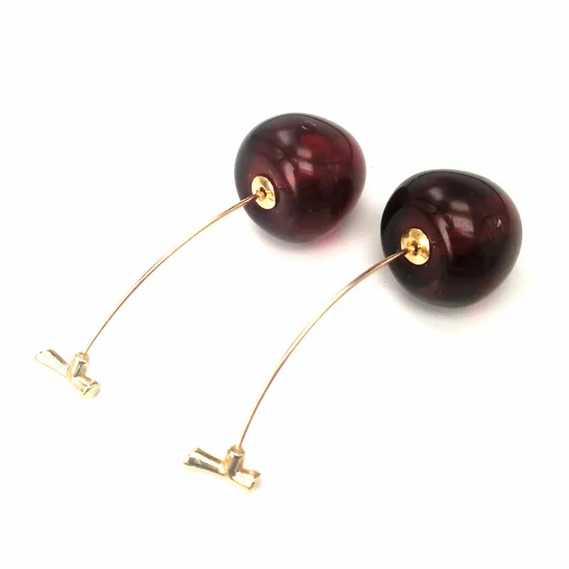 F Big Wine red Красные серьги в богемном стиле с фруктами из смолы, 1 пара, висячие серьги в виде вишни, модные трендовые металлические серьги для женщин и девушек, геометрические ювелирные изделия, подарки - Окраска металла: F Big Wine red