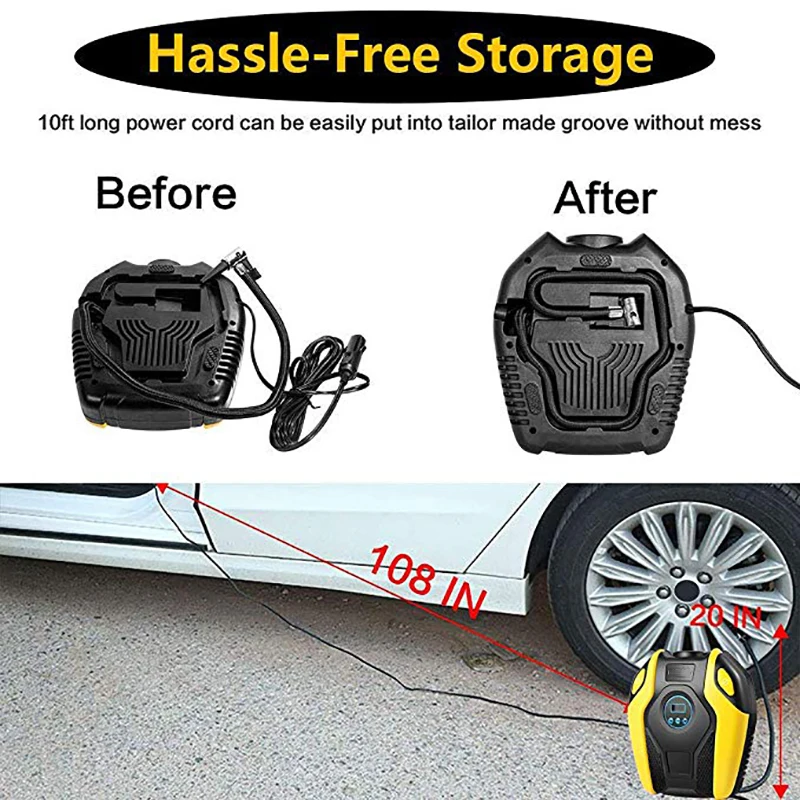 Насос Электрический для накачивания шин 12 В DC 150psi портативный шинный насос