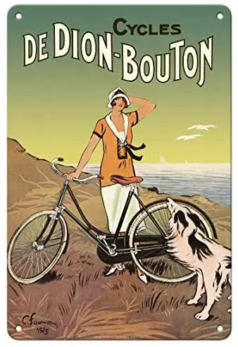 De Dion-кнопка-циклы-рекламный плакат от Felix химической службы c.1925-металлический