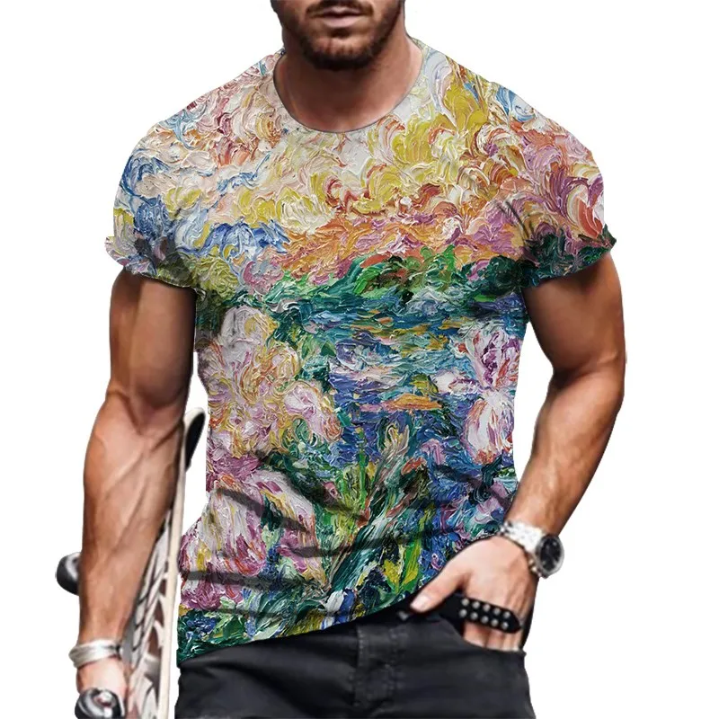 

2021 Summer Men's Hot T-shirt Loose O-neck Abstract Graffiti Pattern 3D Printed T-shirt Short Sleeve Top Street Casual T-shirt