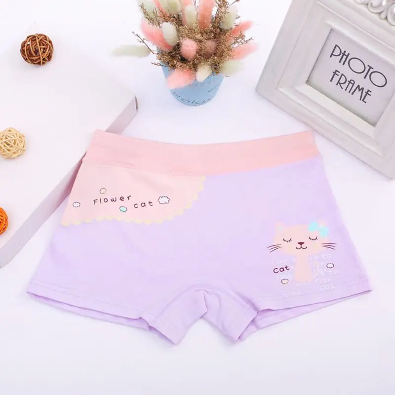 

Children Girls Underpants Cartoon Cats Print Random Color Kids Underwear Boxer Briefs for 2 3 4 years old