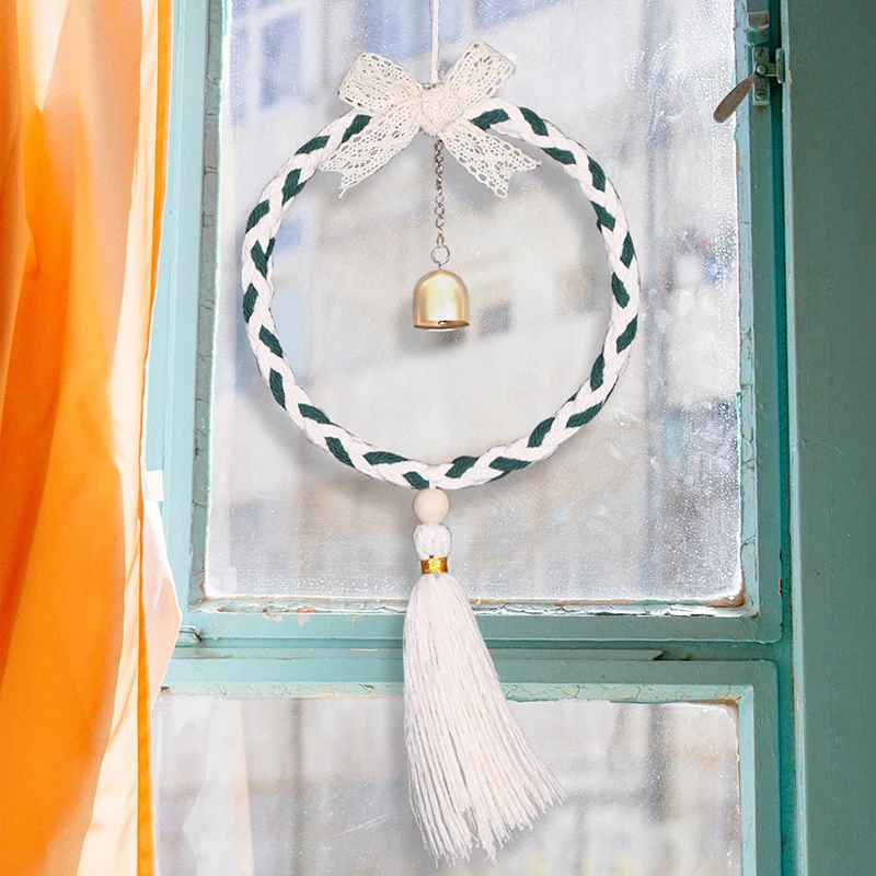 

BohemianWhite Wind Chimes Ornaments Wall Hanging Tapestry Sequins Bell Wall Decor Hand-woven Home Decorations