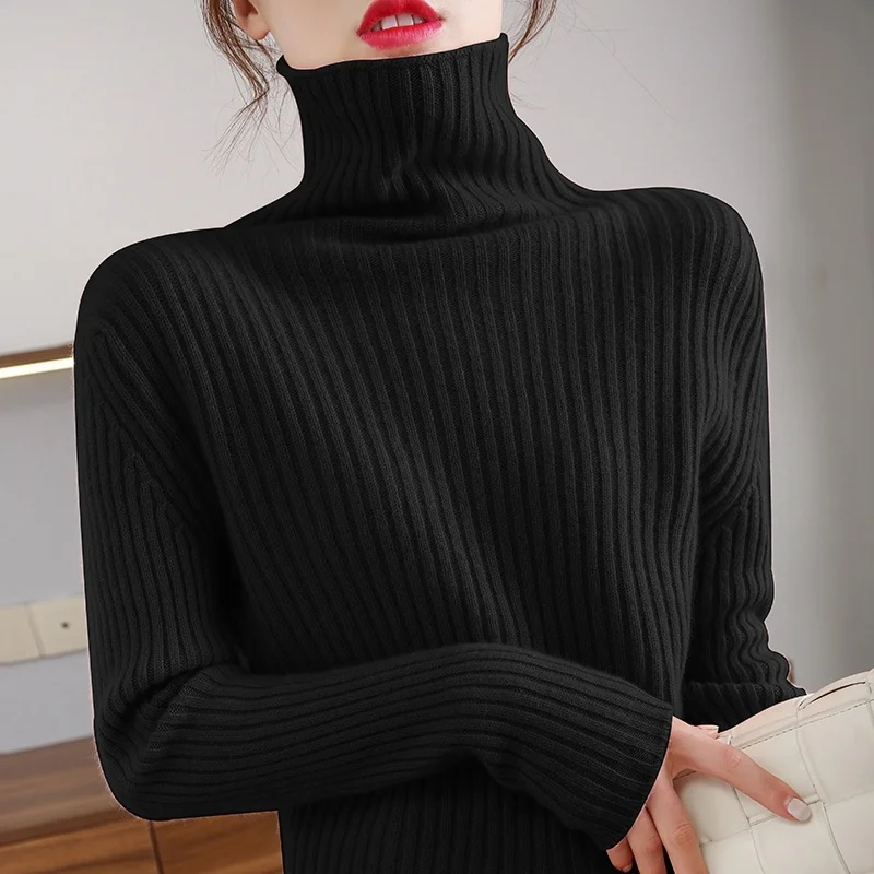 

Suéteres elar de cuello alto para mujer, ropa nueva, suéteres de punto Solid Lido, Top coreano, camisa a rayas, primavera 2021