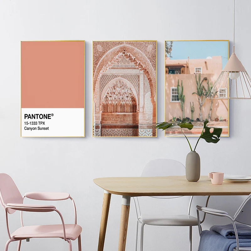 

Orange Gallery Wall Art Boho Posters and Prints Abstract Modern landscape Canvas Painting Wall Pictures for Living Room Decor