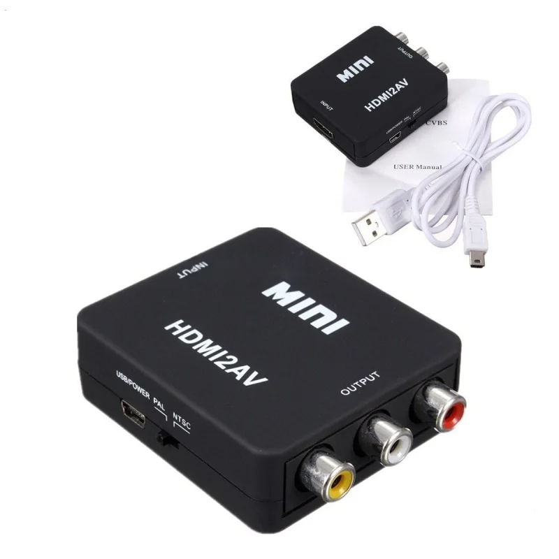 Мини-преобразователь HDMI в AV преобразователь HD видео коробка RCA AV/CVSB L/R 1080P HDMI2AV