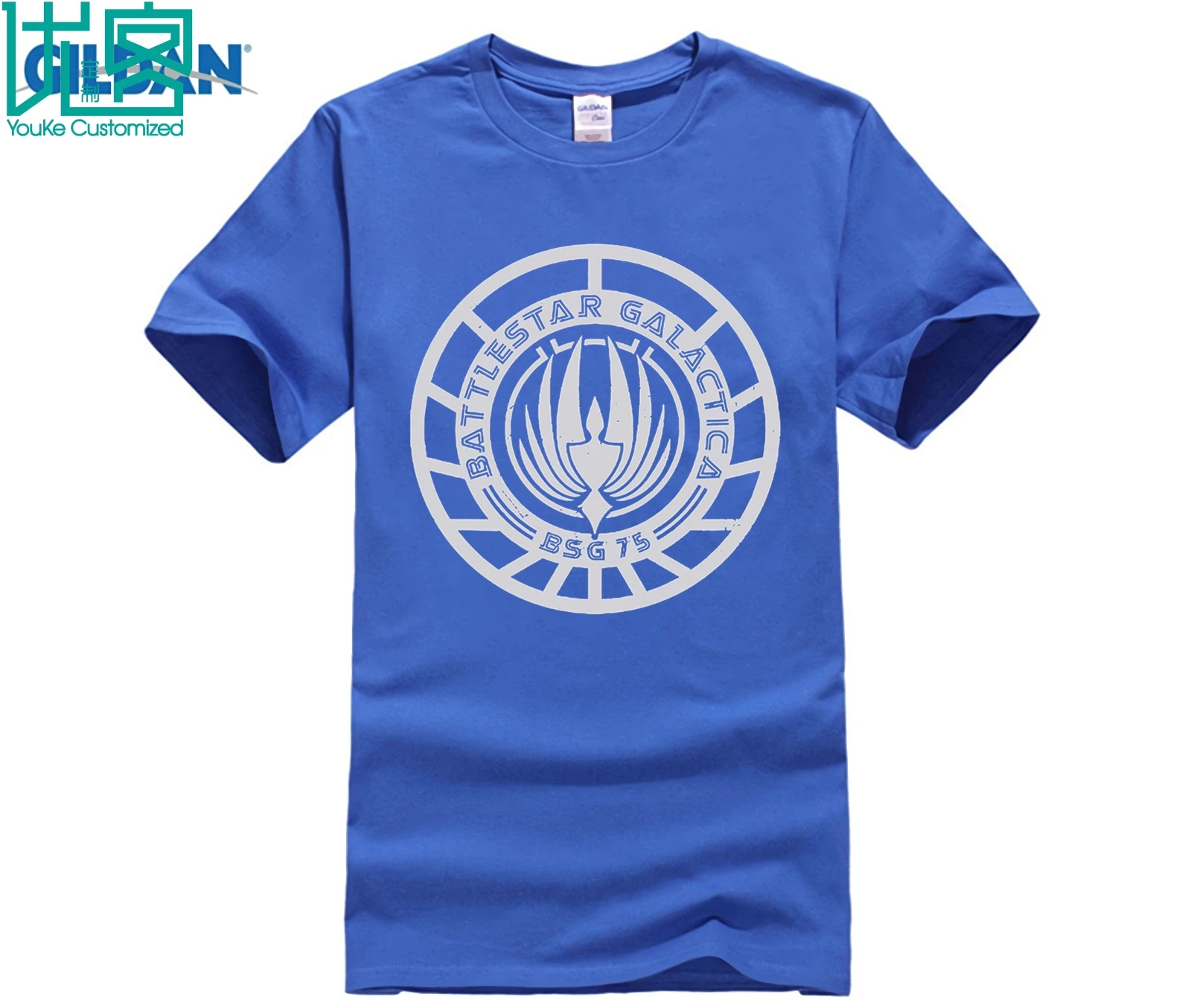 Футболка мужская с коротким рукавом Battlestar Galactica царапается Логотип Мужская s Slim Fit
