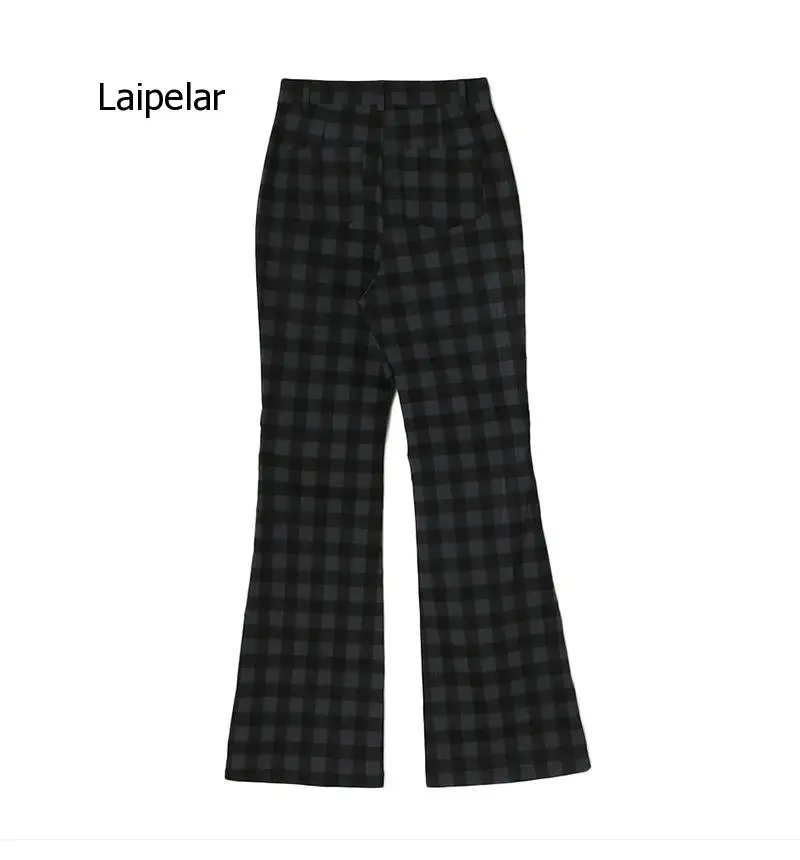 

Retro Slim Micro Flared Women's 2021 Spring Elegant High Waist Plaid Floor Dragging Pants
