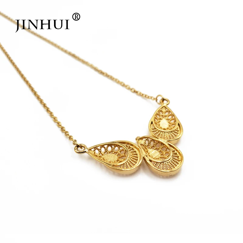 JINHUI модные Дубай новые женские золотые ожерелья с подвеской 45 см 2 мм цепочка для