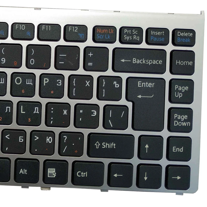 Русская клавиатура для Sony Vaio серия VGN FW с серебристой рамой RU ноутбука |