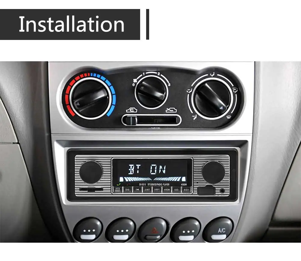 1 din автомобильное радио Bluetooth винтажное автомобильное радио MP3 плеер стерео USB AUX классическое аудио