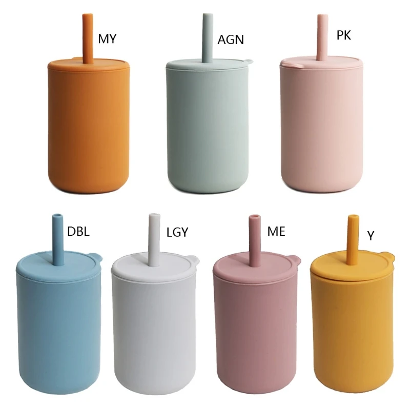 

Custom Hight Super Soft Training Nontoxic Drinking Straw Cleaners Organic Detachable Sensory Sippy Silicone Tumbler Silicone Cup