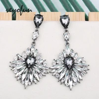 veyofun luxury long crystal drop earrings hyperbole bridal dangle earrings fashion jewelry for women gift new