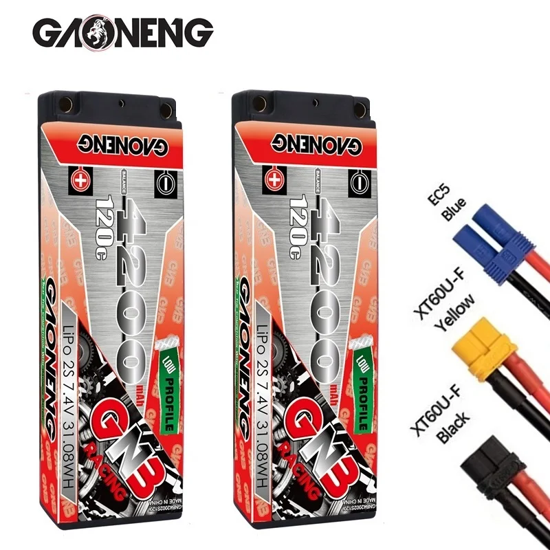 

Gaoneng GNB 4200MAH 2S 7.4V 120C FPV Lipo Battery Long Thin Hard Shell Off-road Car Boat Batteries
