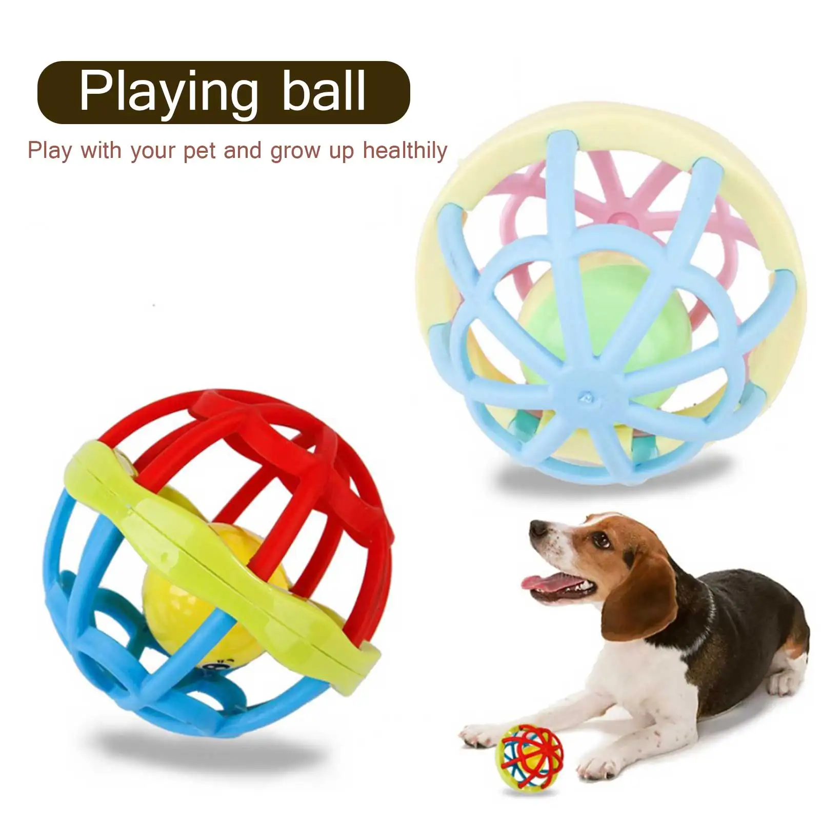 

Pet Toy Sounding Bell Ball Puppy Cats Toys Interact Training Safe Anti-bite Cats Dogs Molar Squeak Plush Teeth Interaction Toy