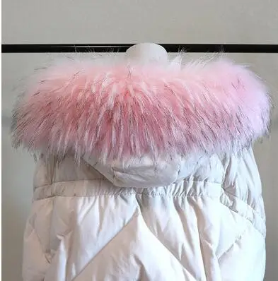 pink black tip Осенне-зимний женский супер большой искусственный воротник, шапка из лисьего меха, большой воротник из меха енота, воротник с капюшоном, шарф-накидка, 80 см, tb001 - Цвет: pink black tip