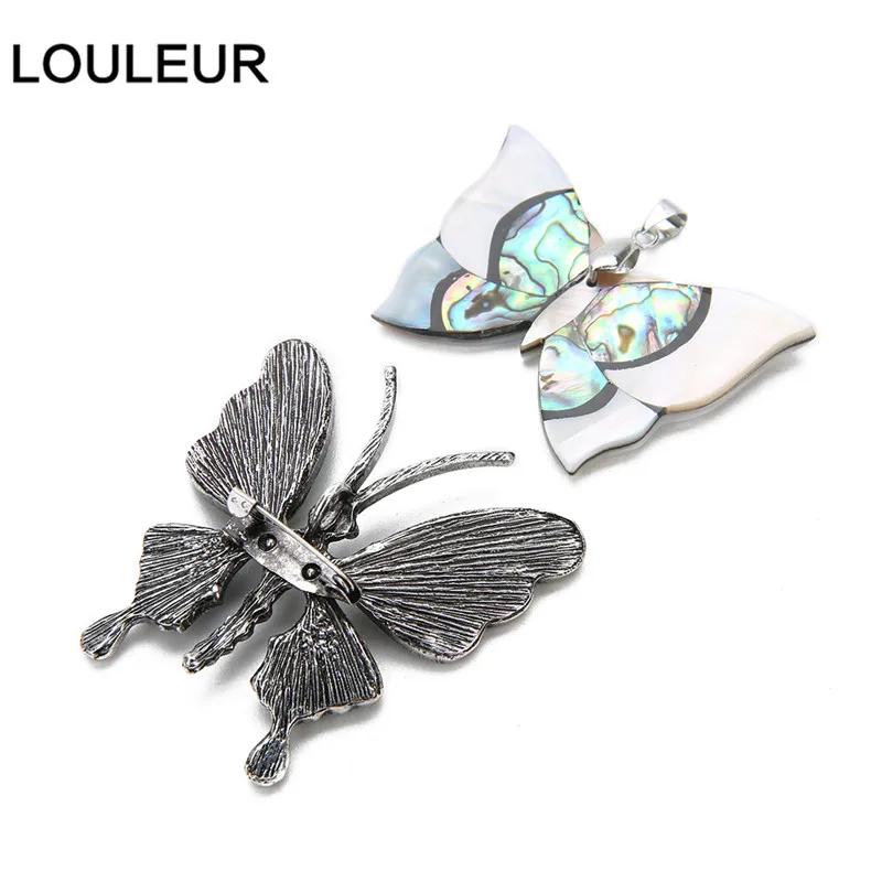 LOULEUR 2 стильные женские винтажные бабочки Натуральные Цветные подвесные броши в