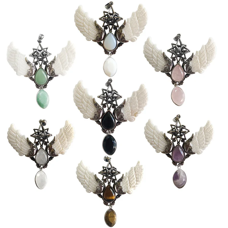 

1PC Vintage Hollow Star Angel Wings Crystal Pendant DIY Hanging Ornaments Decoration Supplies