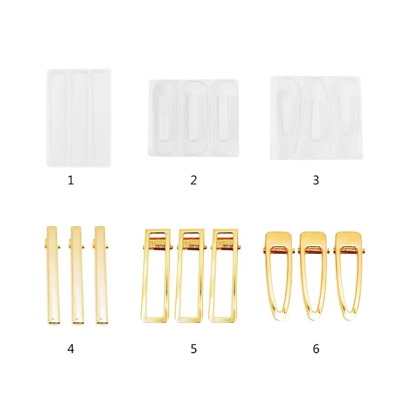 DIY Crafts Resin Silicone Epoxy Mold Hair Clip Barrette Mould Jewelry Casting |