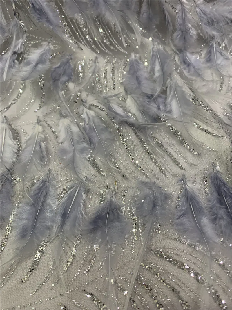 Блестящая Серебристая кружевная ткань с блестками в африканском стиле