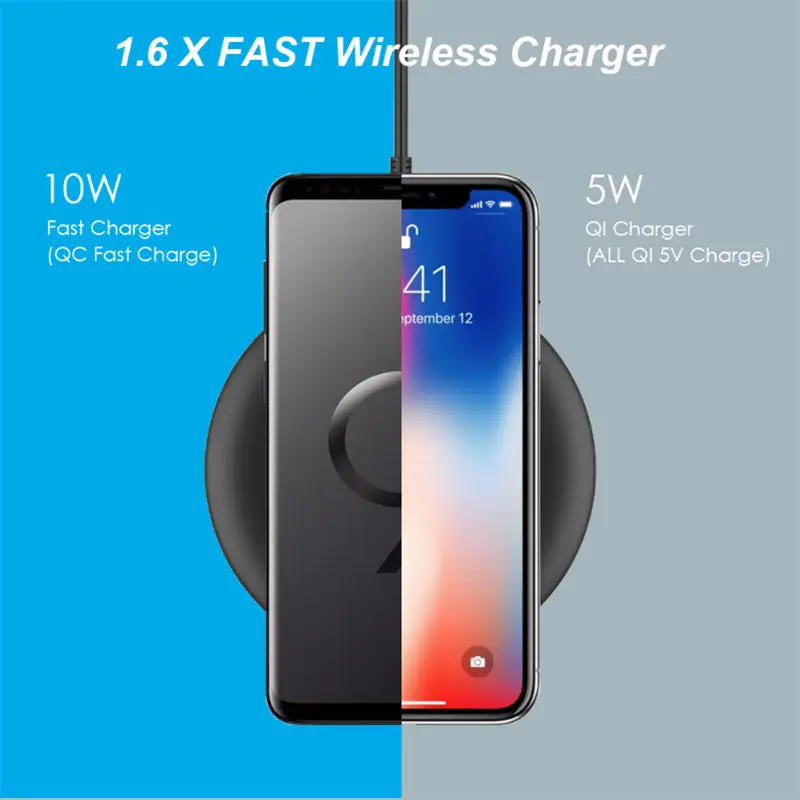 Беспроводное зарядное устройство URVNS 10 Вт Qi для iPhone 11 XS X 8 AirPods Galaxy S20 S10 S9 S8 Note 9 Huawei