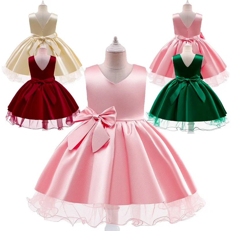 

2021 Infantil Flower Dress For Girl 1st Birthday Party Wedding Lace Tutu Girl Dress Baby Girl Princess Vestido Christmas Costume