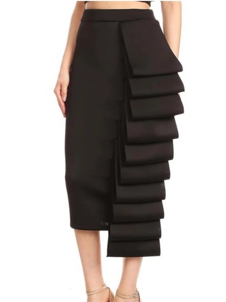 Женская плиссированная юбка-карандаш с оборками модная облегающая средней длины