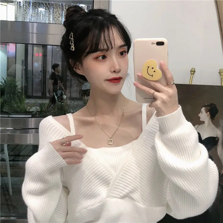 

Woman Sweaters Femme Chandails Top Autumn and Winter 2020 Sweater Sexy Short V-neck Sweater Women Pull Hiver