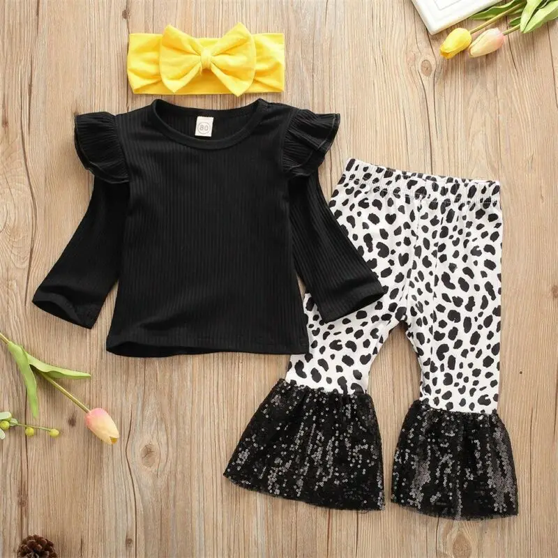 Модный комплект зимней одежды для маленьких девочек трикотажные топы с длинным