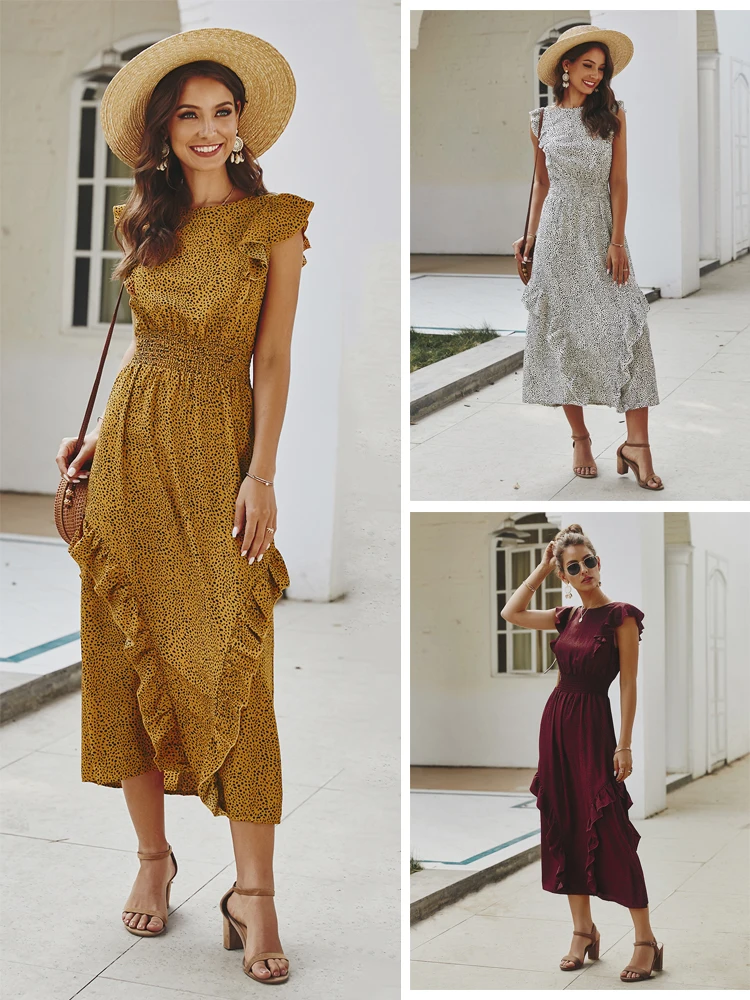 Женское модное платье летнее с леопардовым принтом Пляжное Платье до середины