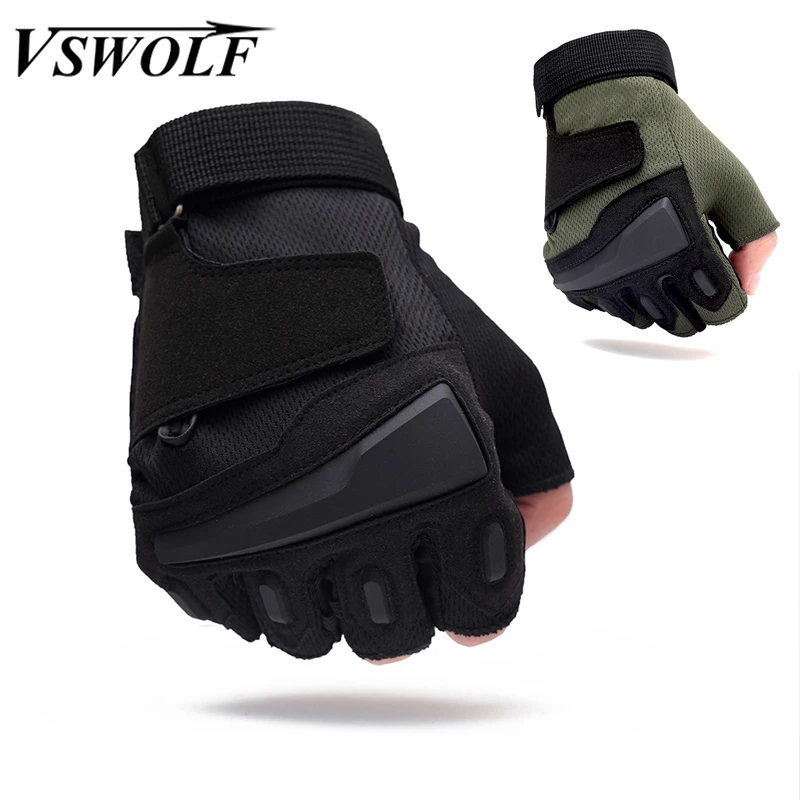 Перчатки тактические без пальцев SWAT Военные боевые митенки для спортзала