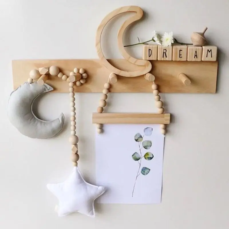 Уникальные деревянные бусины с Луной и звездами игрушки детские украшения
