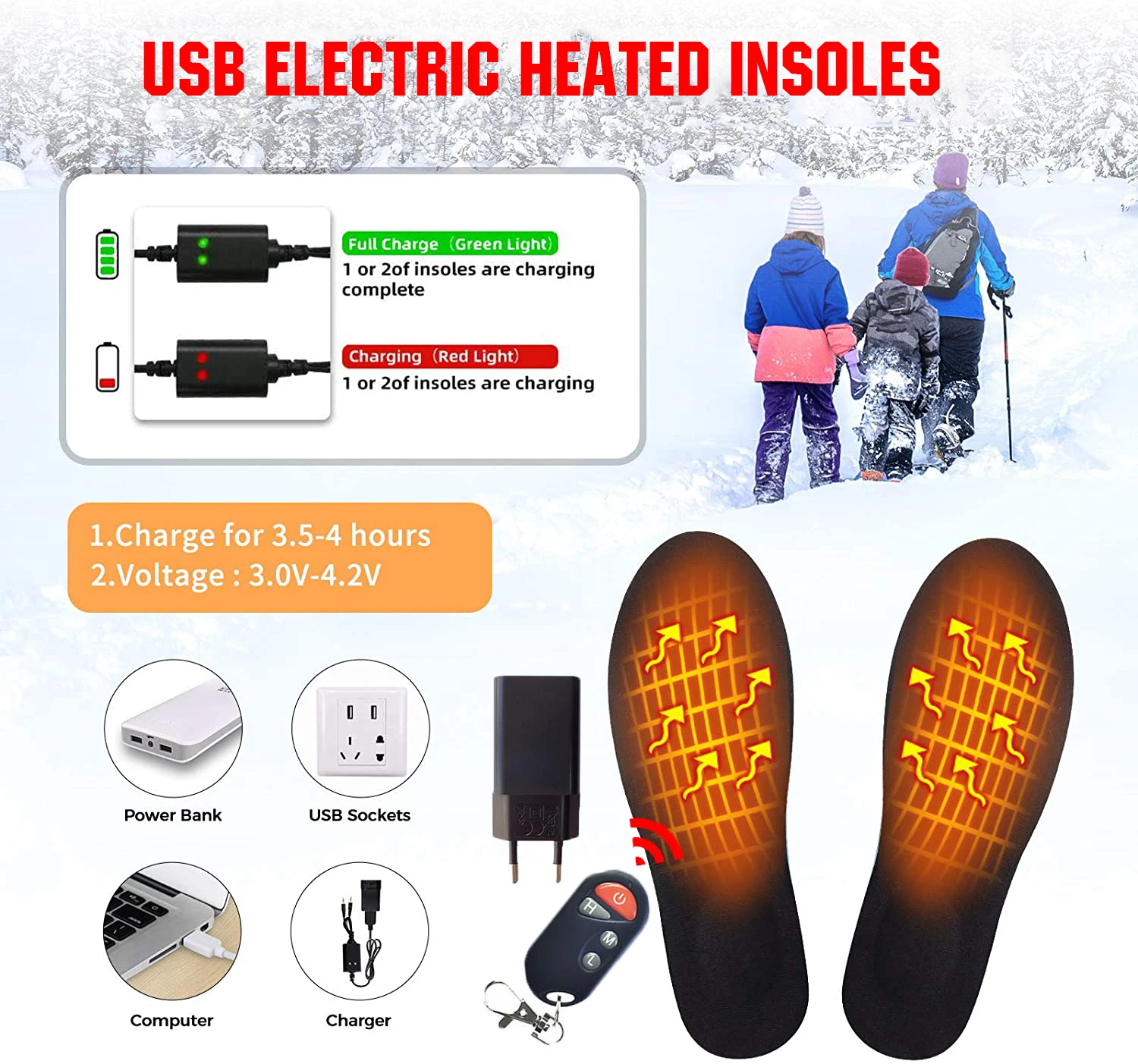 

1800mAh USB Electric Insoles Heated with Controller Winter Foot Warmer Man Women Breathable Sports Shoes Pads Plantar Fasciitis