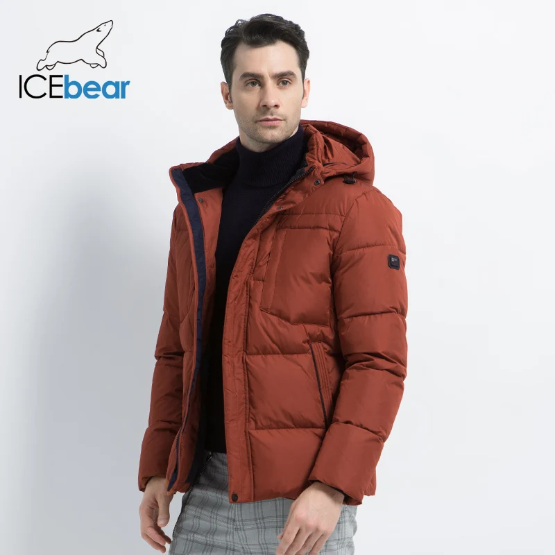 ICEbear 2019 Новая зимняя мужская куртка высокого качества Мужская с капюшоном одежда