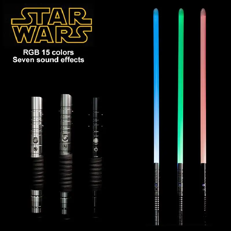 

Star Wars 15 Changing Color Lightsaber Rgb Light Saber Lighting Dueling Color Sound Metal Handle 7 Sound Laser Sword Balde Toys