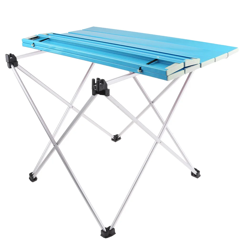 Blue 56.5x40.5x41cm Открытый алюминиевый складной стол для пикника, кемпинга, Сверхлегкий компактный размер с сумкой для хранения для рыбалки на заднем дворе - Цвет: Blue 56.5x40.5x41cm